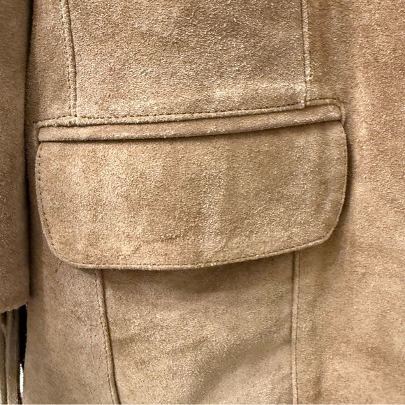 Free People Understated Leather Marlboro Fringe Blazer XS Tan Suede Western Boho - Picture 7 of 10